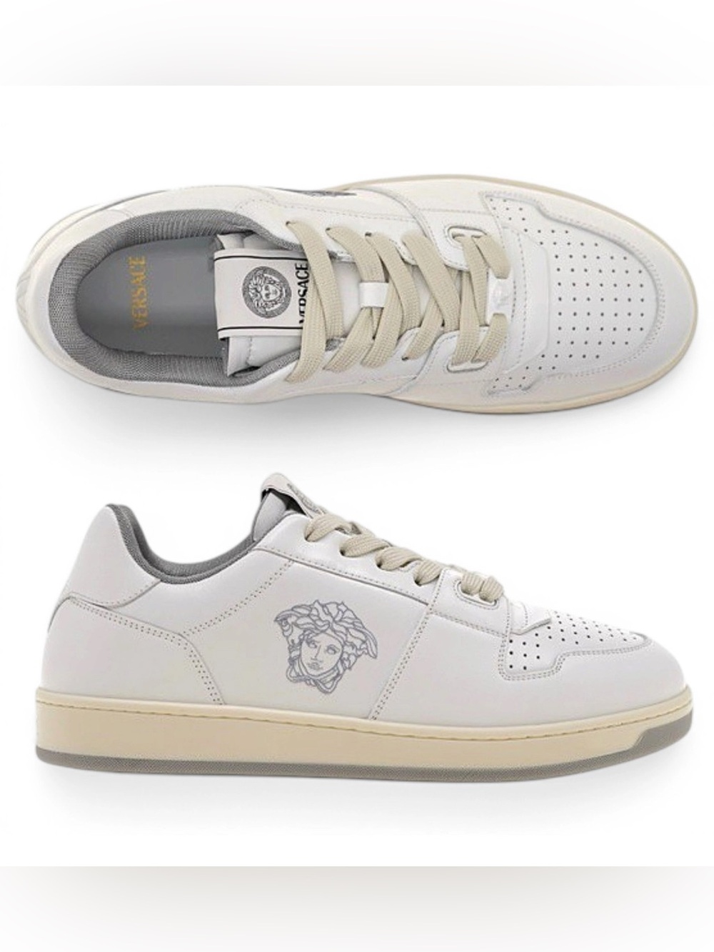 VERSACE White Leather Medusa Sneakers - 40 EU